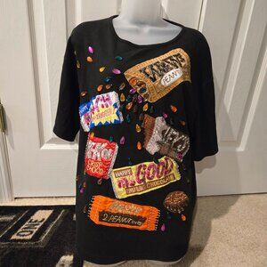 Vintage 90s Kamiran Bejeweled Candy Bars Kistch Shirt Size Medium